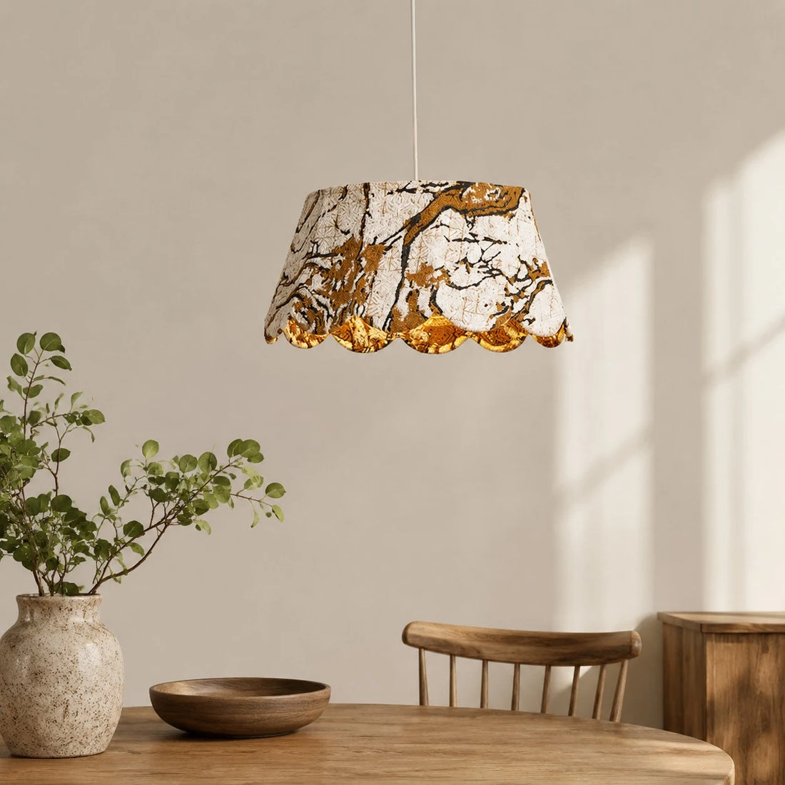 Vintage Floral Fabric Pendant Light, 47 cm