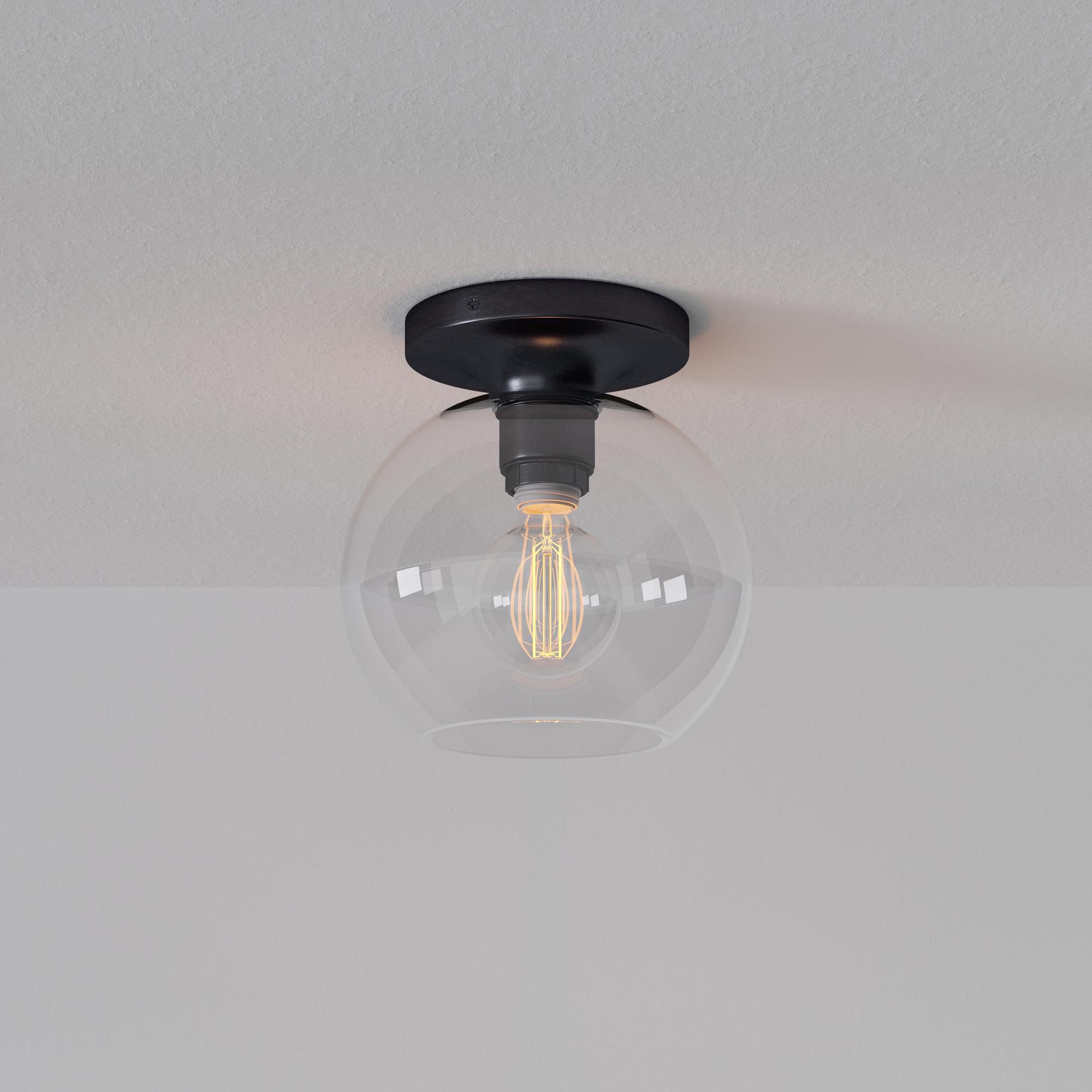 Selvion Modern Globe Ceiling Lamp - Damp-Rated Bathroom Lighting - Luxe Glass Shade