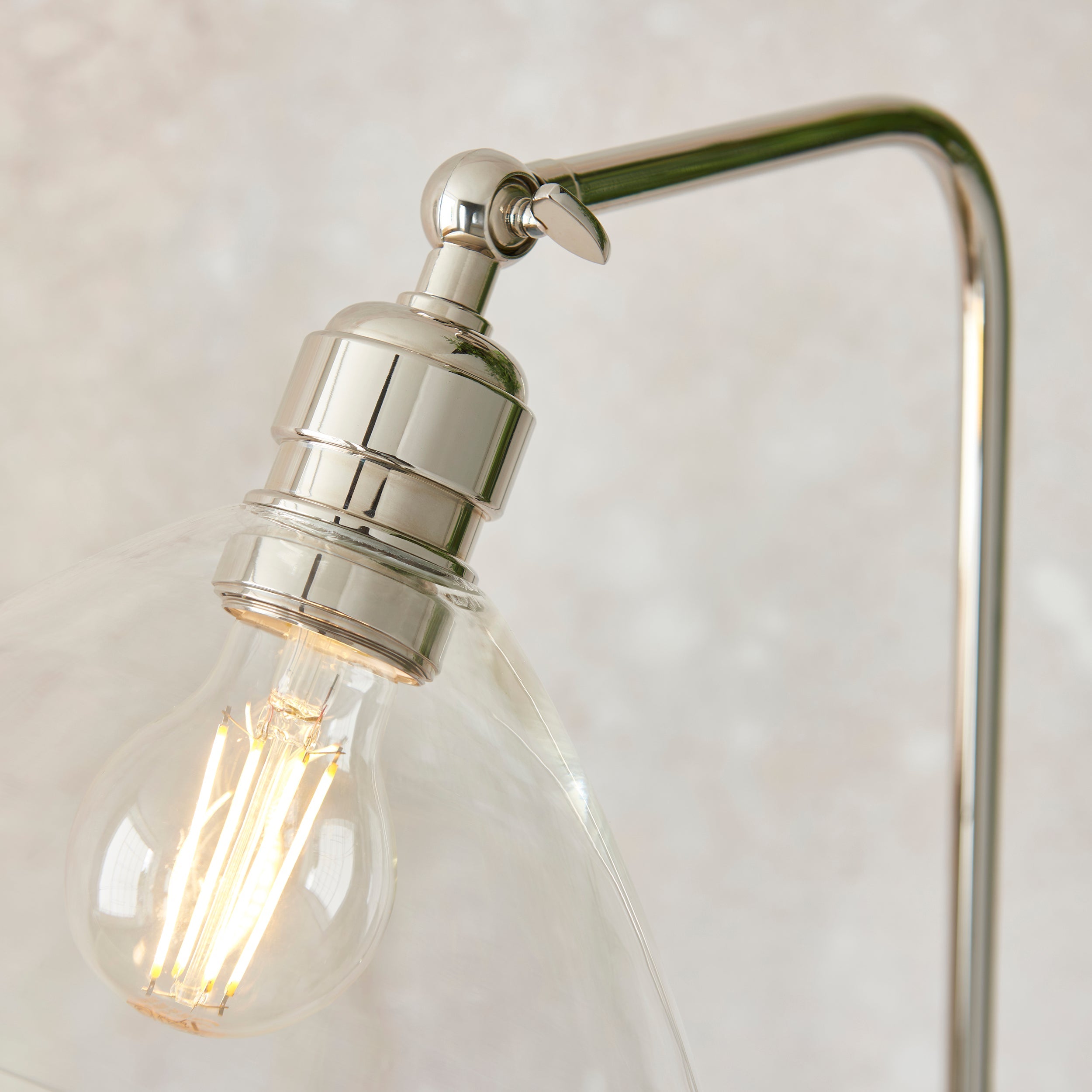 Clarione Art Deco Floor Lamp with Clear Glass Shade and Metal Base