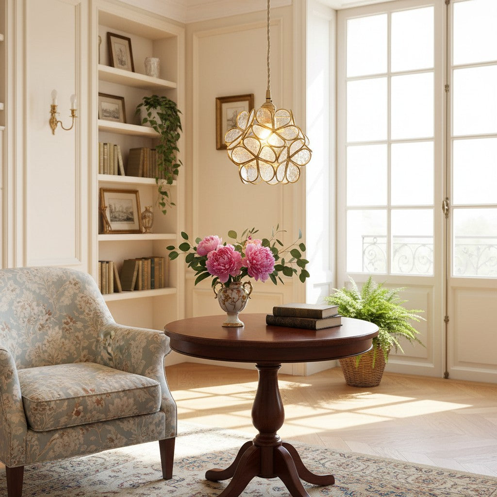 FloriVitre Pendant Light with Petal Silhouette - Vintage Style Lighting for Home Spaces