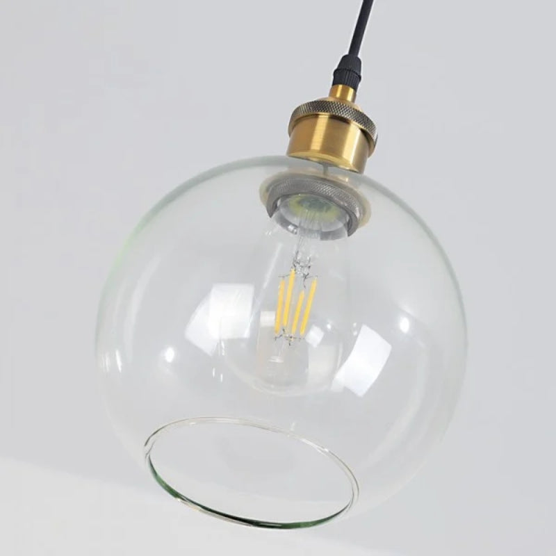 Glavena Vintage Glass Globe Pendant Light - Metal Details Hanging Light for Dining Rooms