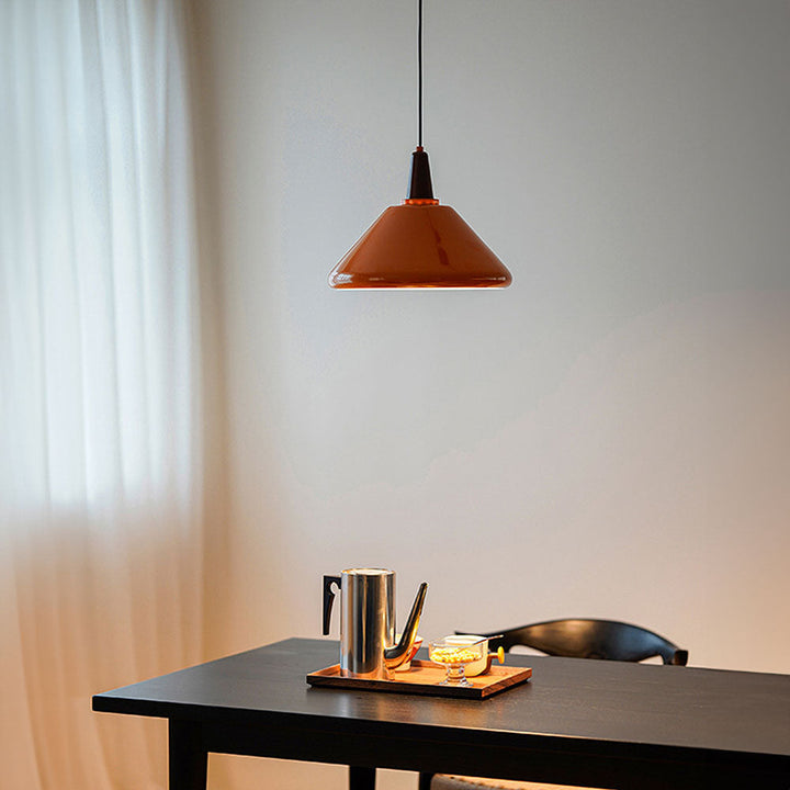 Orange Iron Cone Pendant Lamp - Simple Kitchen Island Lighting Fixture