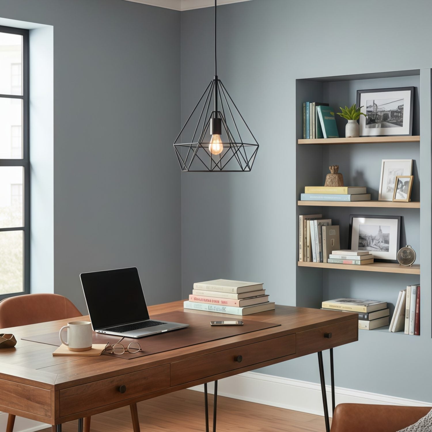 Skeletal Open Frame Pendant Light - Industrial Metal Pendant Lamp for Interior Lighting or Workspace