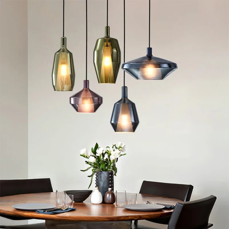 Modern Glass Pendant Light – Simple Colorful Dining Room Lighting