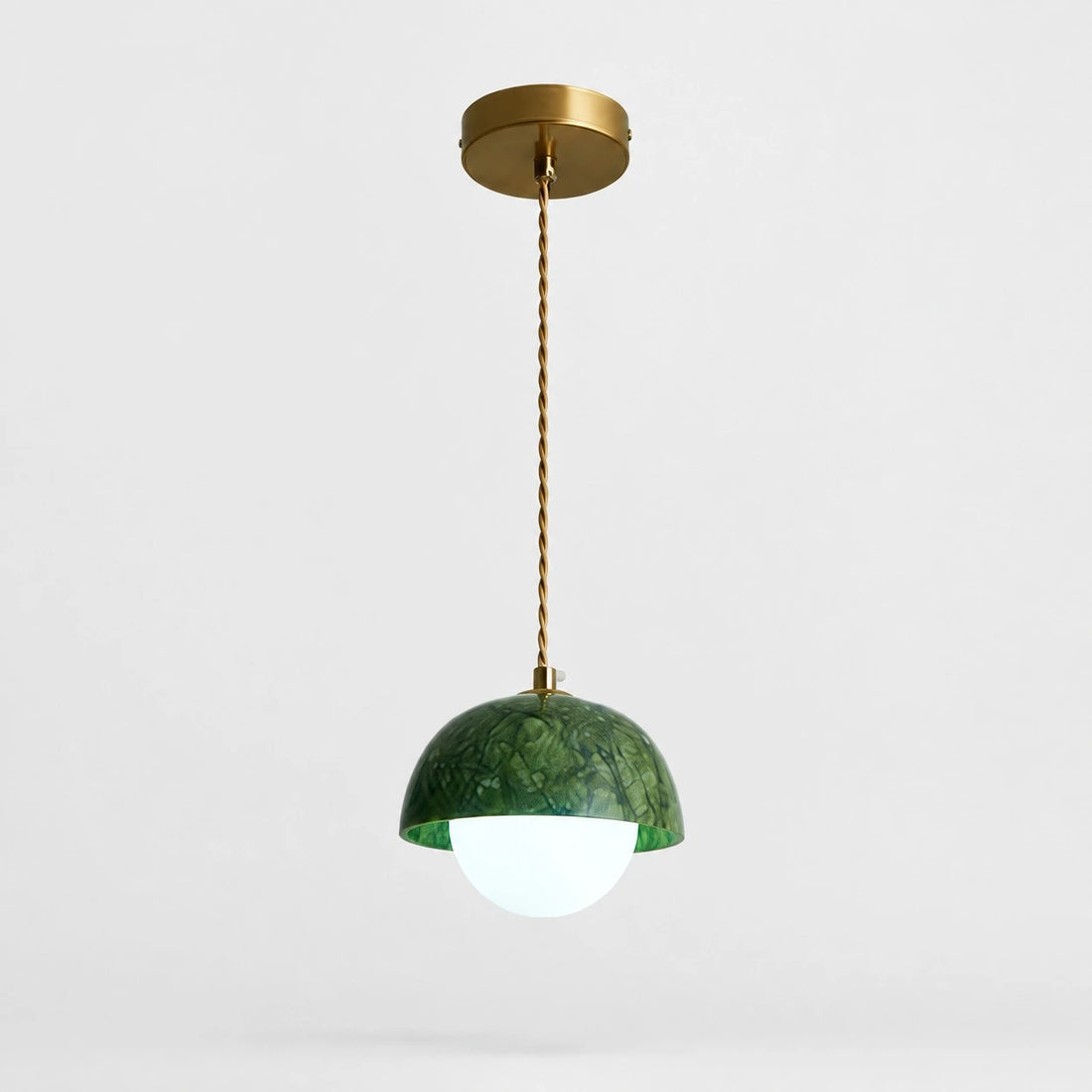 Natural green jade dome pendant light