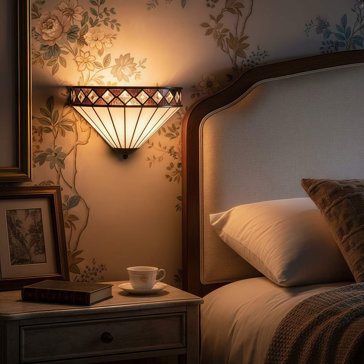 TF Fargo Art-Deco-Wandleuchte mit Rautenmuster – Glaswandleuchte für Flur und Schlafzimmer