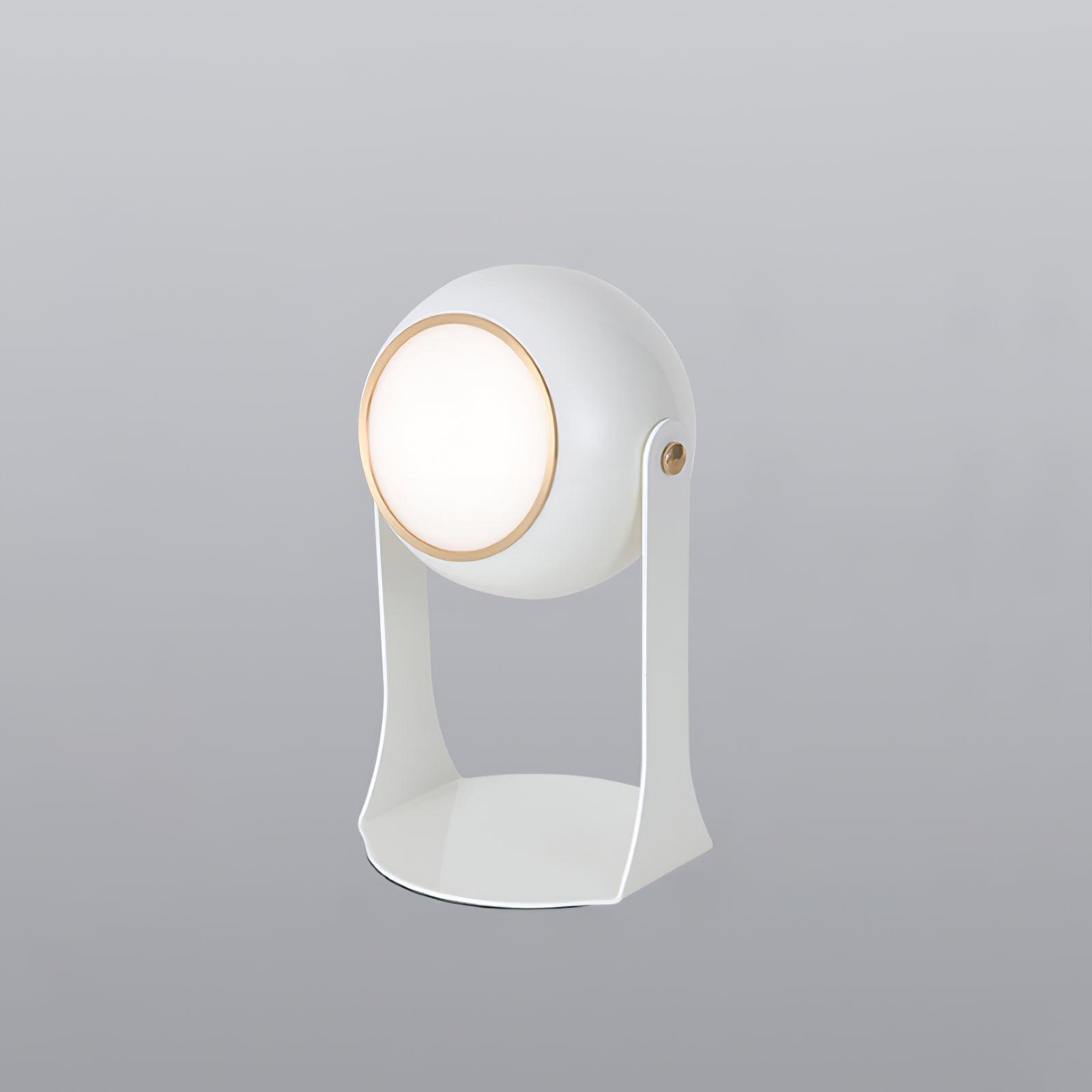 Glänzende schwarz-weiße Tischlampe – Helm-inspiriert