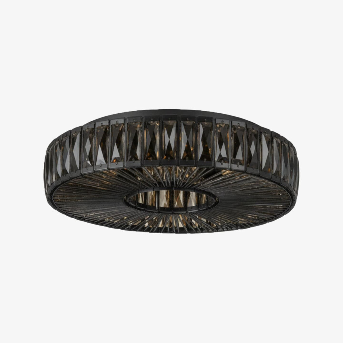 Glomar Glass Round Flush Ceiling Light - Modern Metal Glass Finish Living Areas