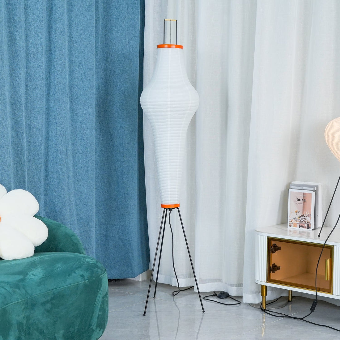 Rice Paper Floor Lamp - Bamboo Frame Soft Light for Living Room
