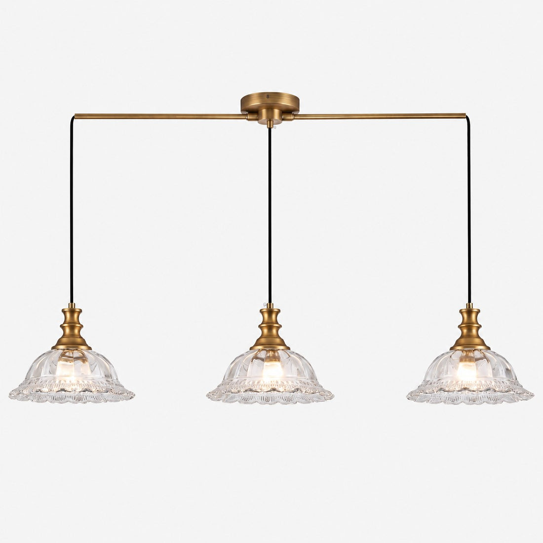 Vintage Fluted Glass Pendant Light for Kitchen & Dining