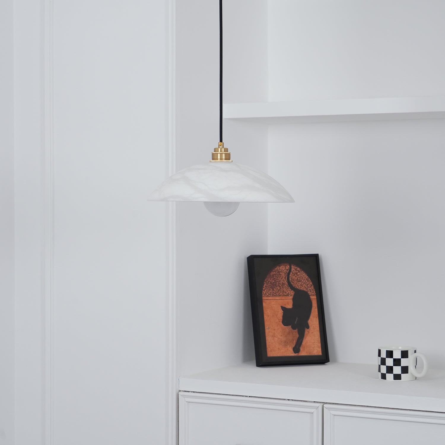 Plug-in-Hängeleuchte mit Naturstein