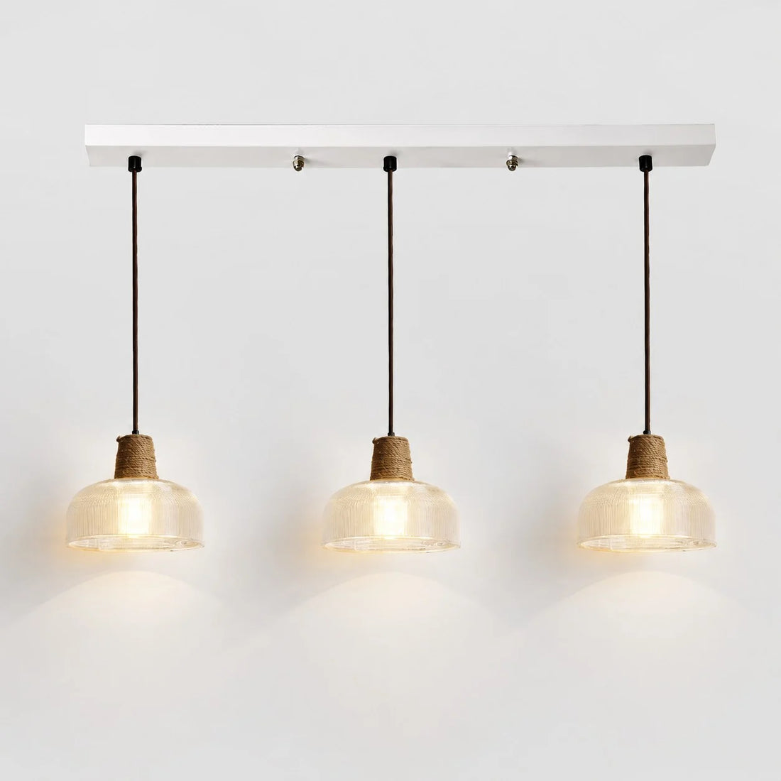 Rustic Woven Rope Glass Pendant Light Collection