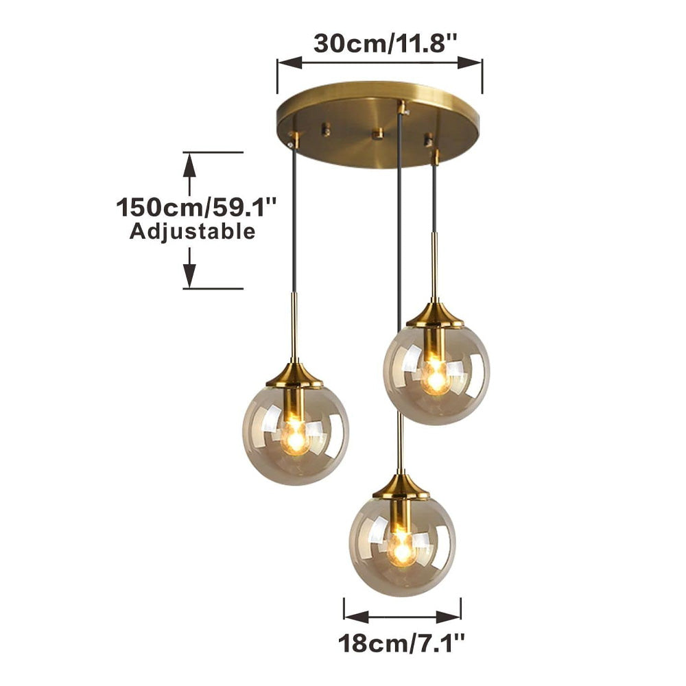 Glass Orb Pendant Light -  Industrial Ball Metal Lamp For Living Room