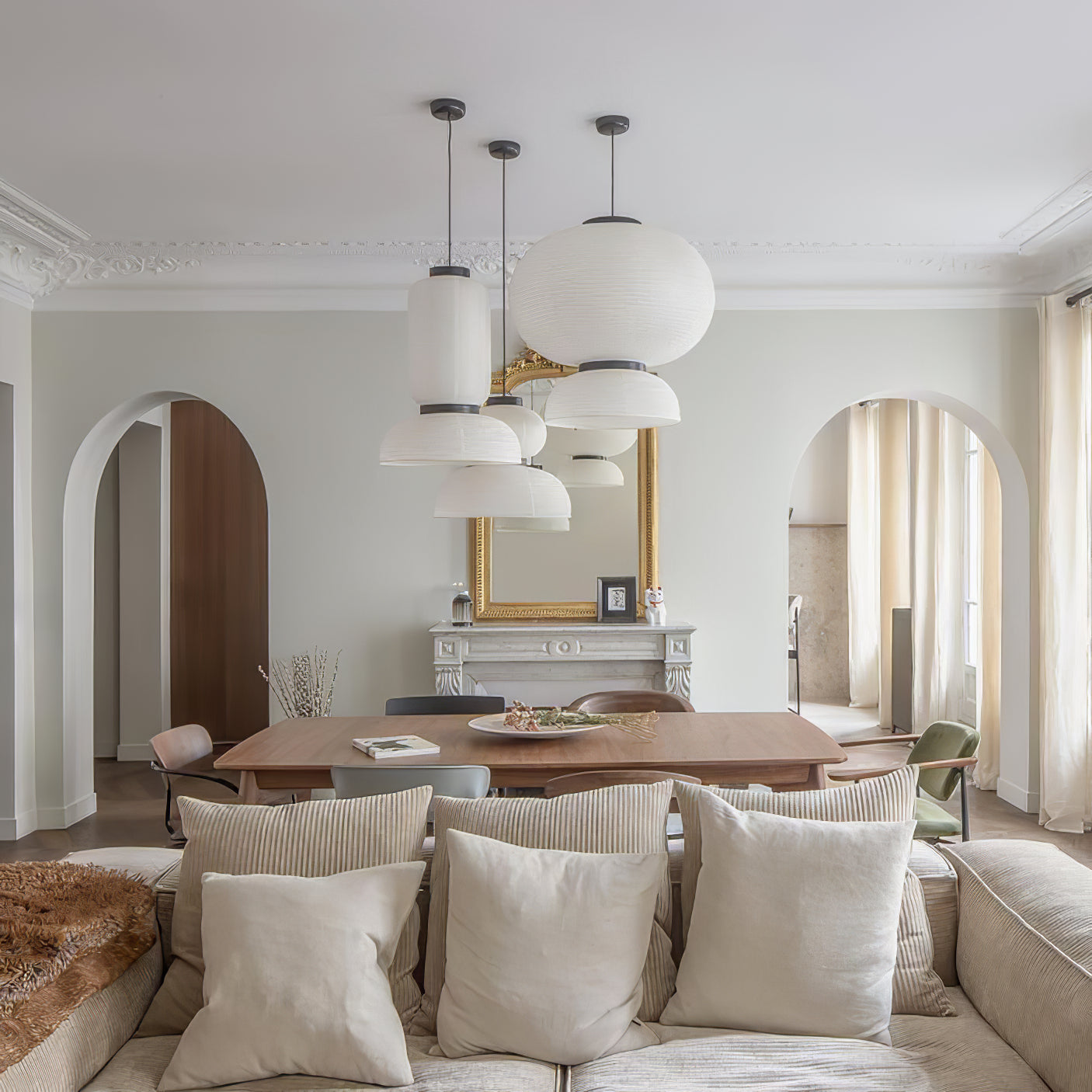 Modern Pendant Swag Lamp - Rice Paper Lamp for Bedroom