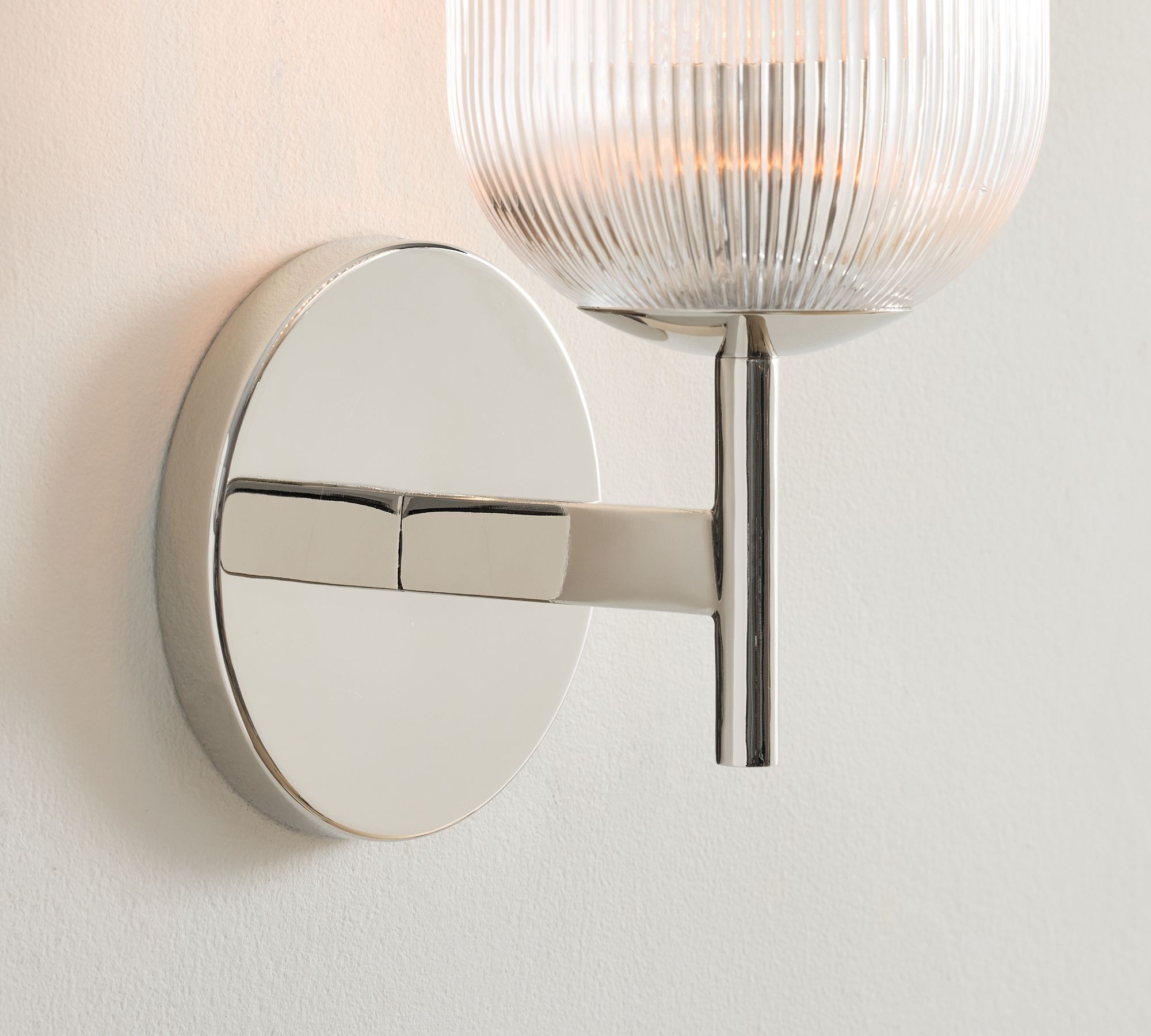 Bravira Ribbed Glass Sconce - Metal Wall Light with Clear Glass Shade