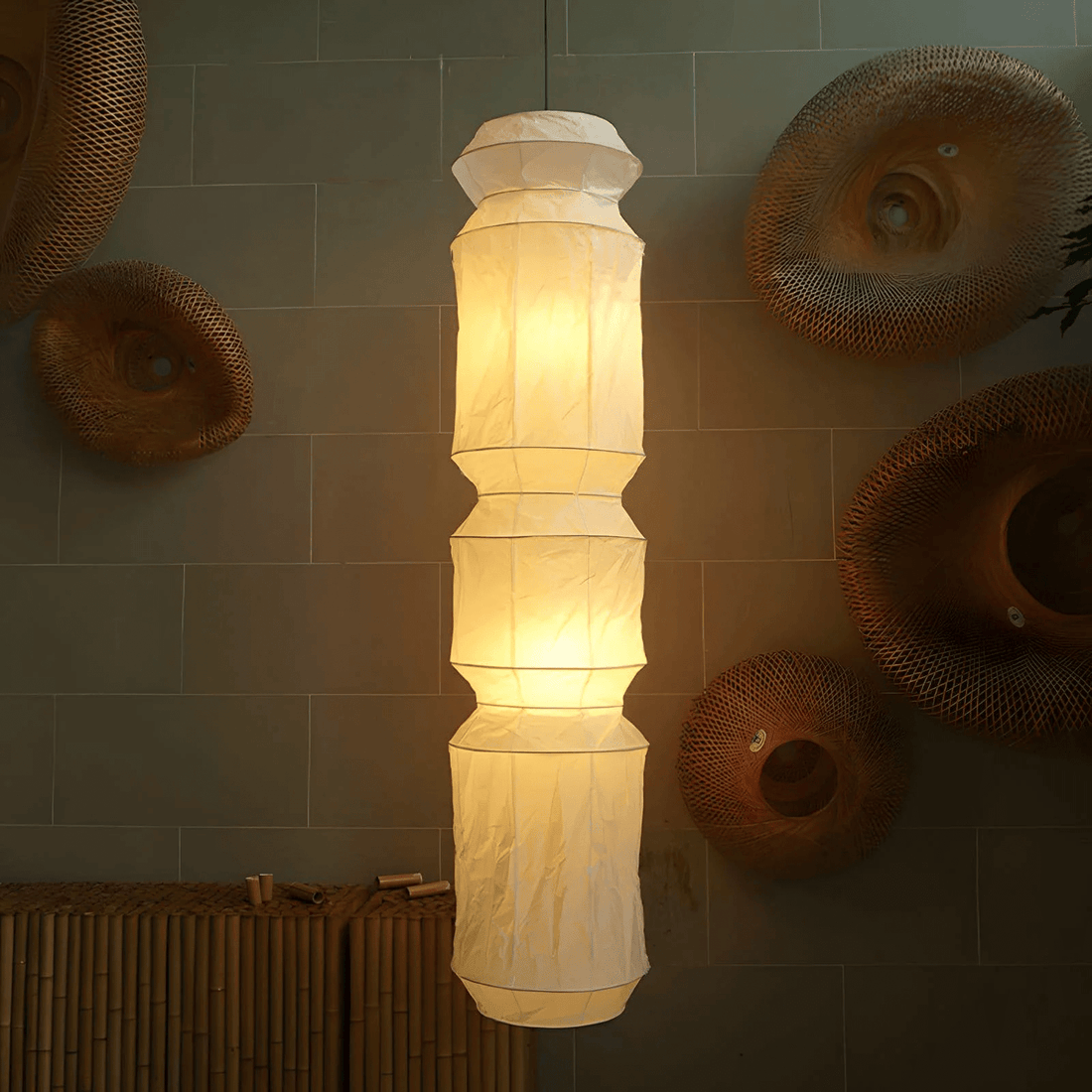 Washi-Papier-Pendelleuchte – Minimalistisches japanisches Licht für gemütliche Räume