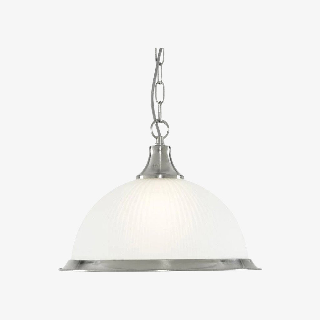 TF Vintora Ribbed Glass Pendant Light – Elegant Metal Trim for Kitchens, Dining Areas and Hallways
