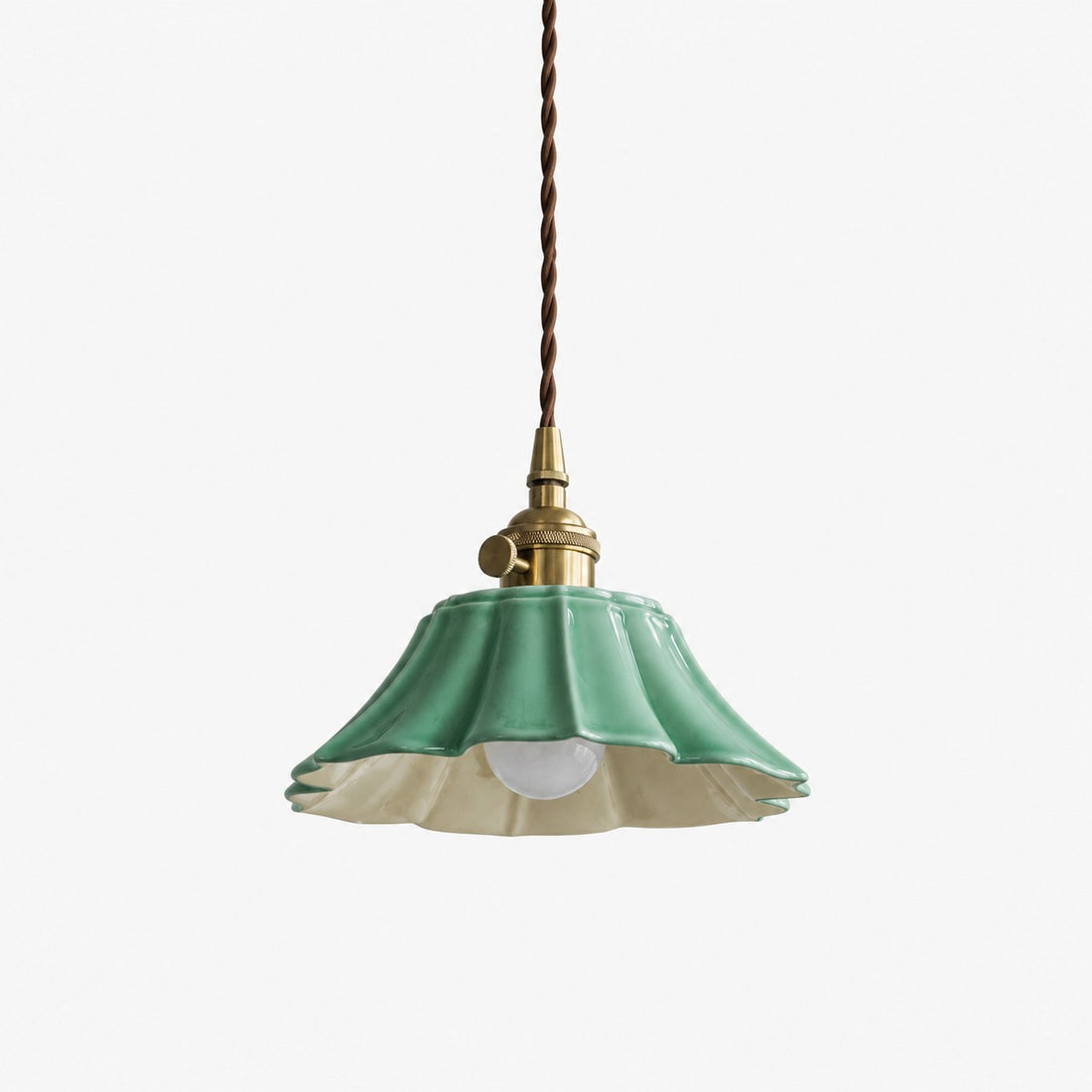 Vintage Celadon Ceramic Lotus Pendant Light