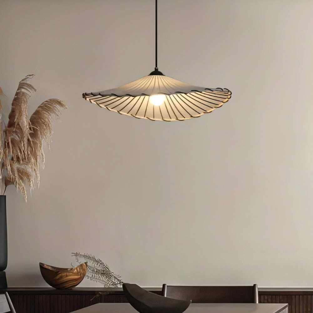 Wabi-Sabi Lotus Leaf Pendant Lamp – Fabric Light – Vintage Minimalist