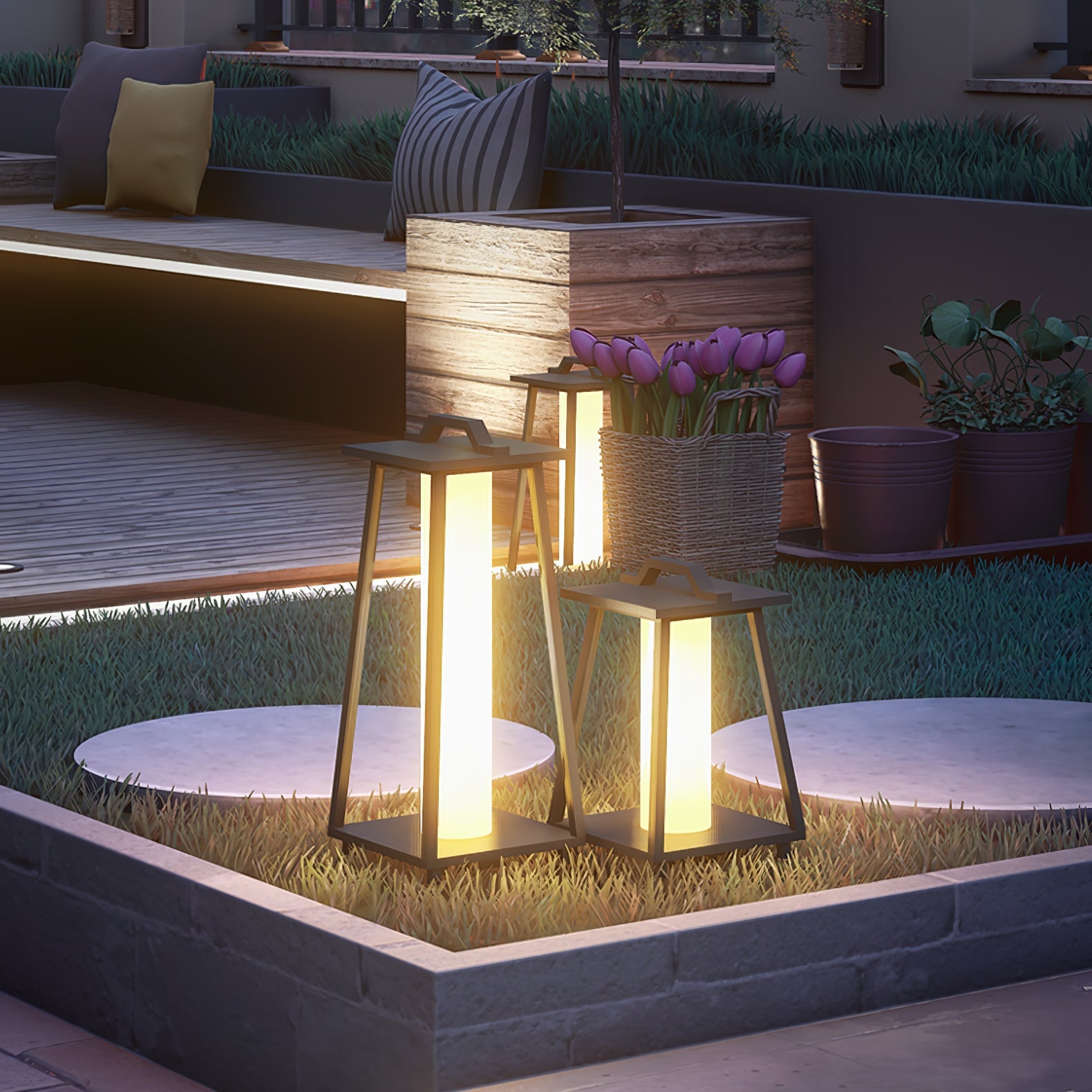 Acrylic Shade Light - Stainless Steel Portable Outdoor Lamp for Garden