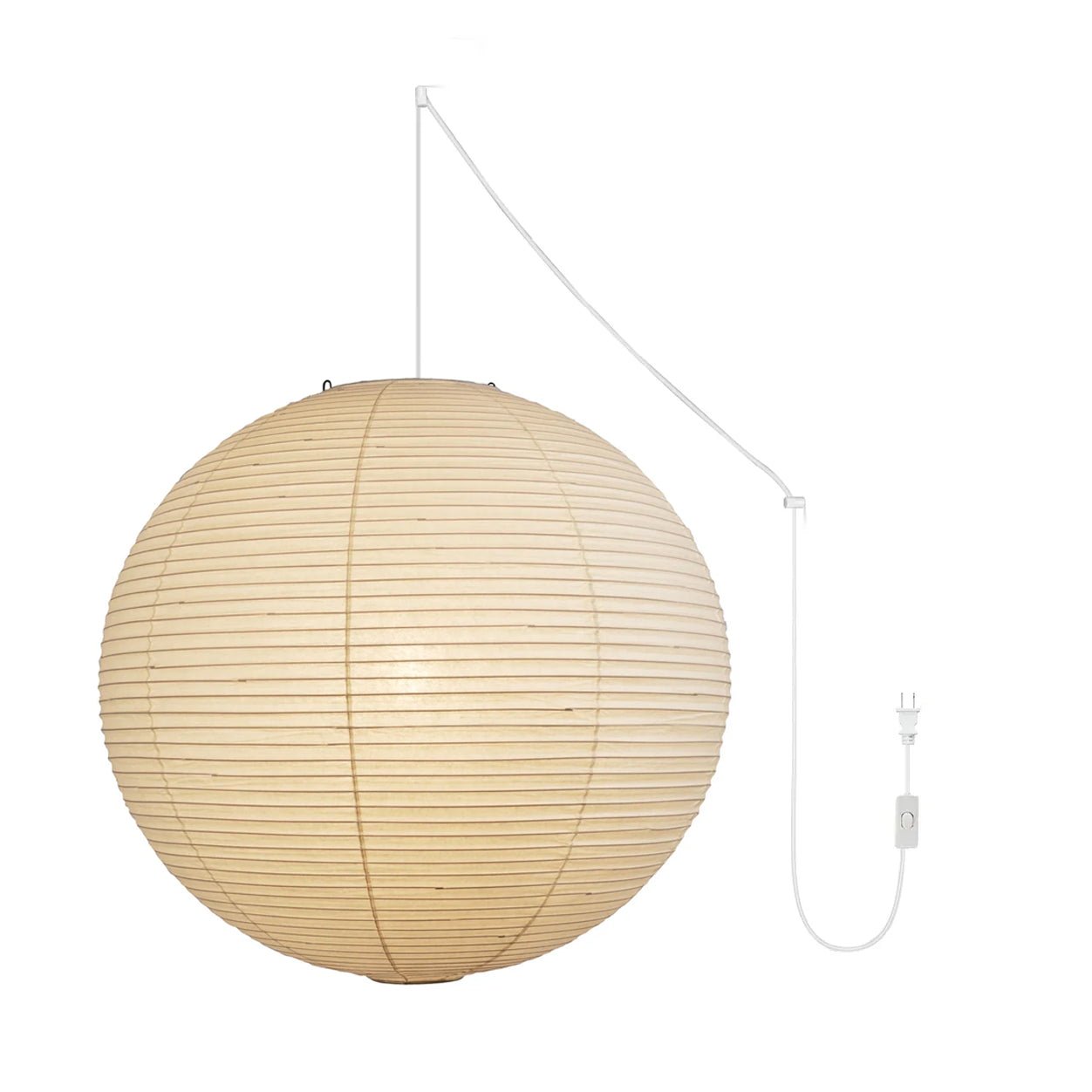 Mid-Century Round Swag Light - Handcraft Paper Lamp for Bedroom