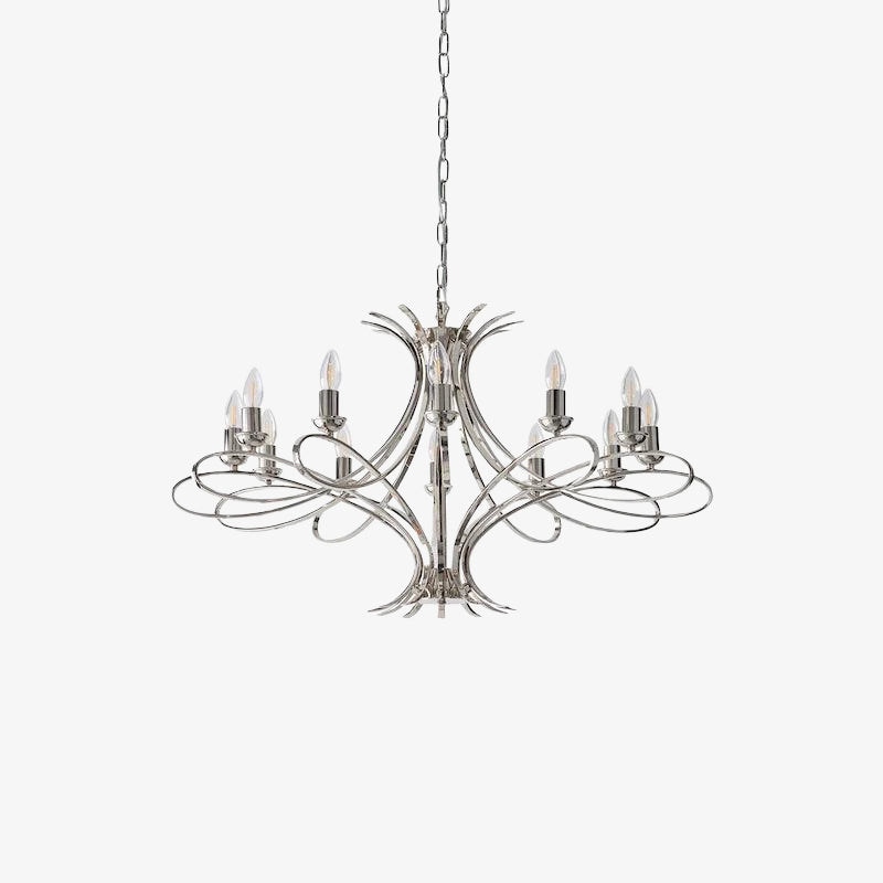 Foline Geometric Light Chandelier – Nickel Finish Ambient Glow for Hallways and Kitchens