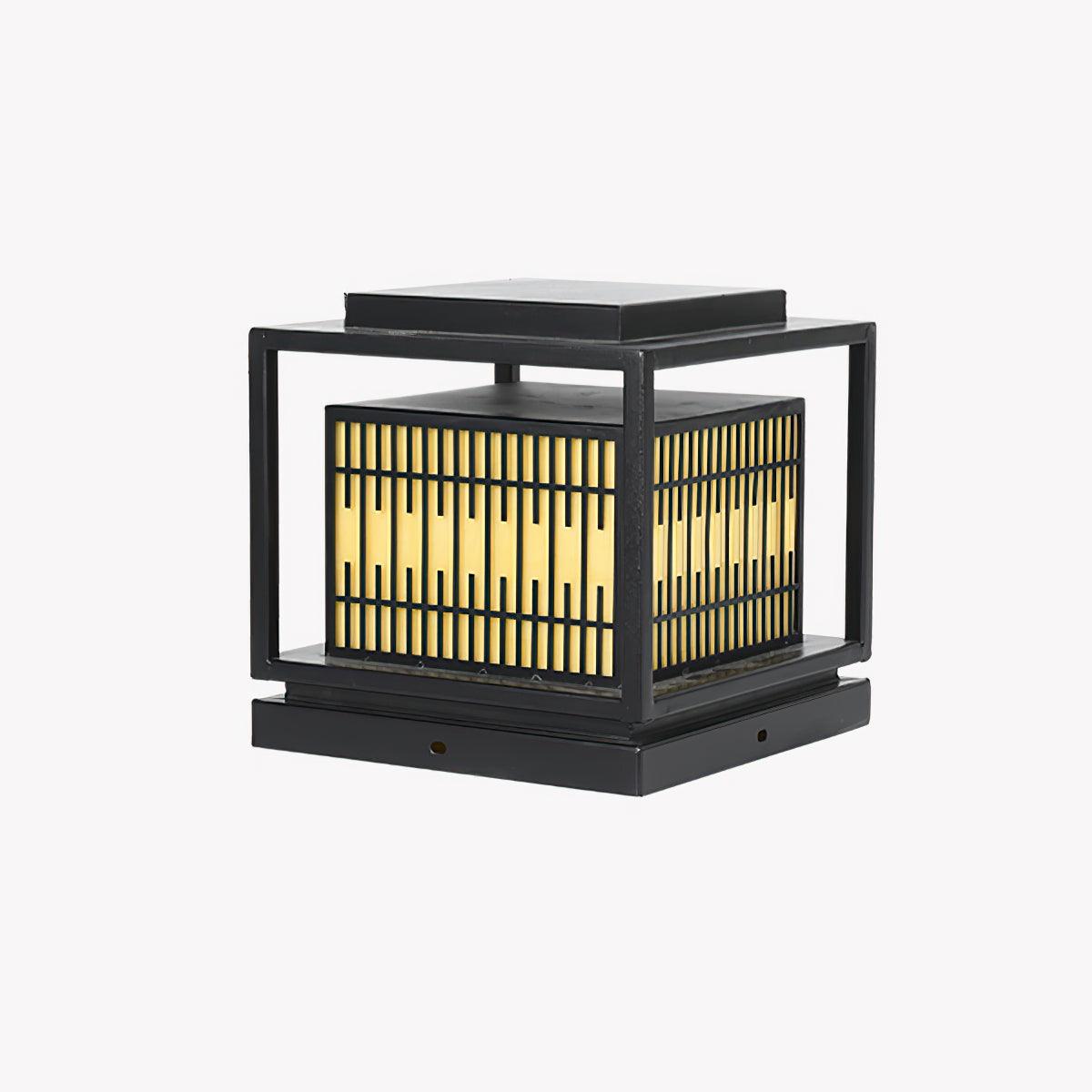 Fenstergitterleuchte aus mattiertem Alabaster – Metall-Außenpfostenlampe