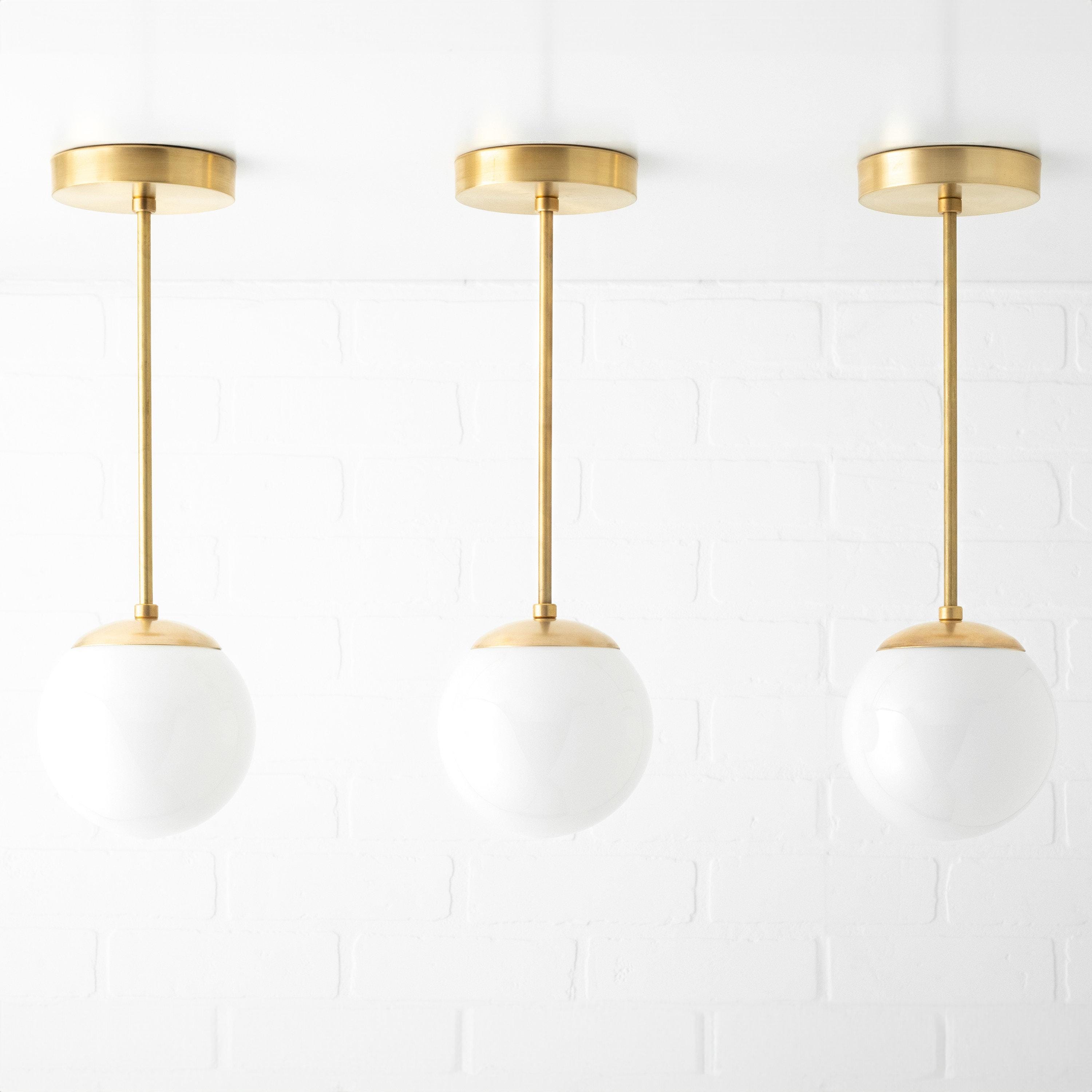 Glorica Glas Weiße Kugel Pendelleuchte - Mid Century Modern Glas Hängeleuchte