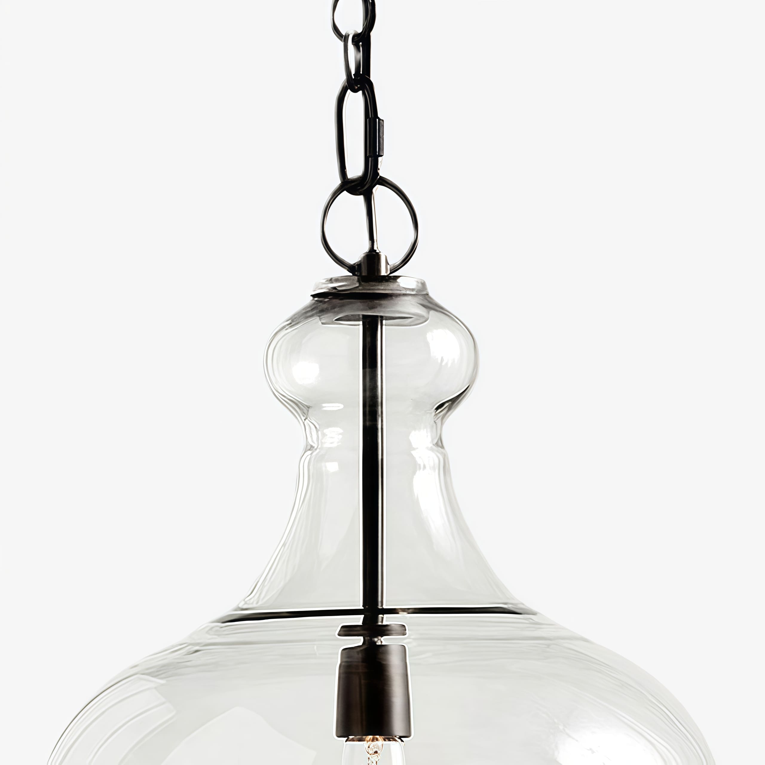 Lirra Hand Blown Glass Hanging Light – Industrial Style for Living Rooms and Entryways U11