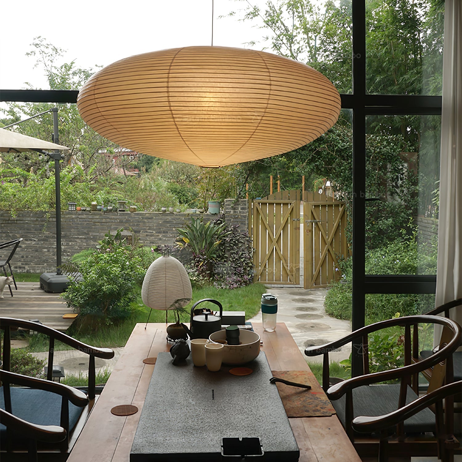 Washi Paper Pendant Lamp - Handcrafted Mulberry Light for Cozy Room