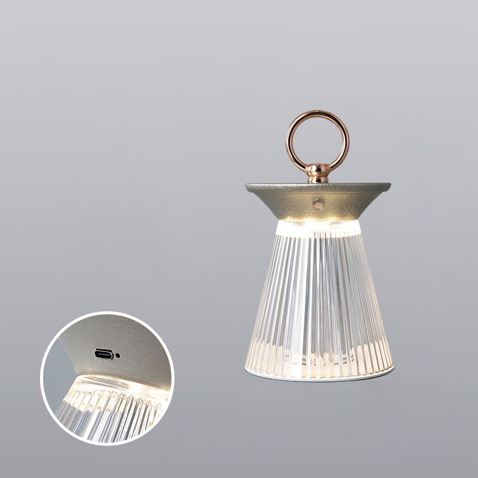 Gerippte Acryl-Tischlampe – USB-integriertes Batterielicht für Schlafzimmer