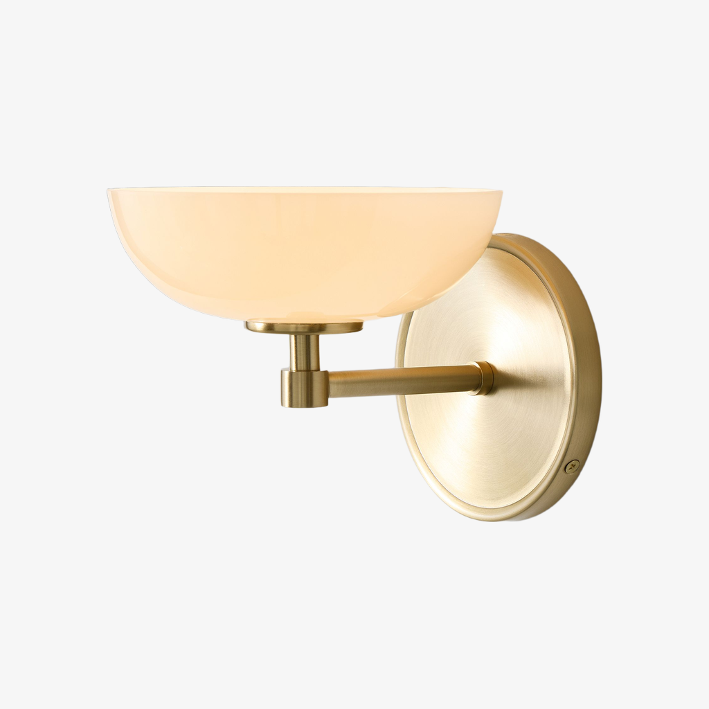 Vega Glass Wall Sconce — Minimalist Small Fixture, Contemporary Metal Accent for Hallway or Vanity