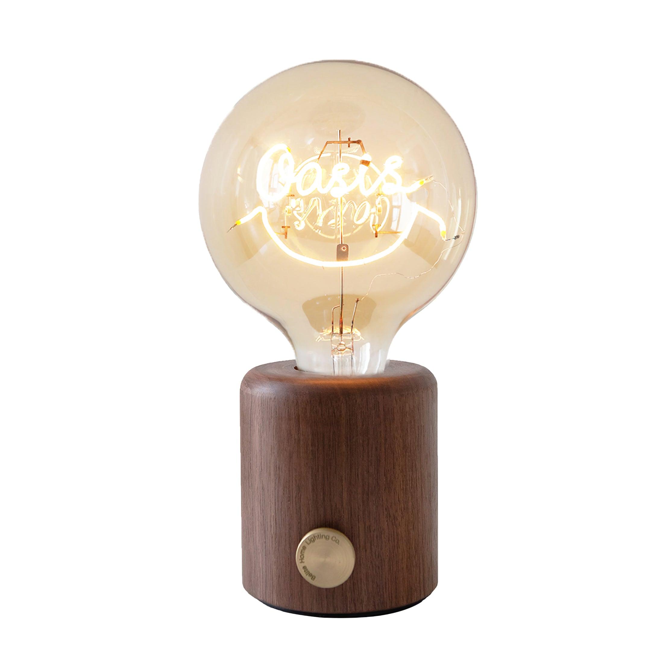 Smiley Tischlampe - LED-Lampe aus Walnuss und Marmor für Schlafzimmer und Büro
