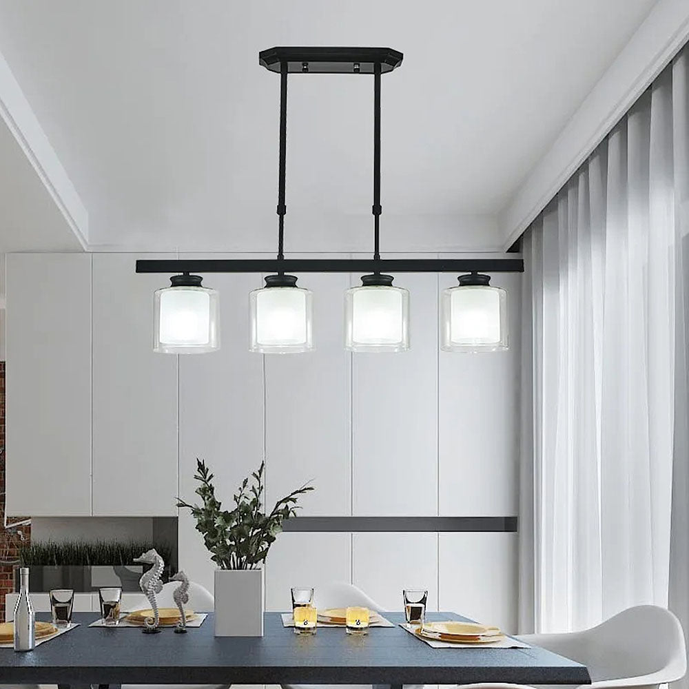 Kitchen Island Pendant Light - Modern Adjustable Height Glass Lighting