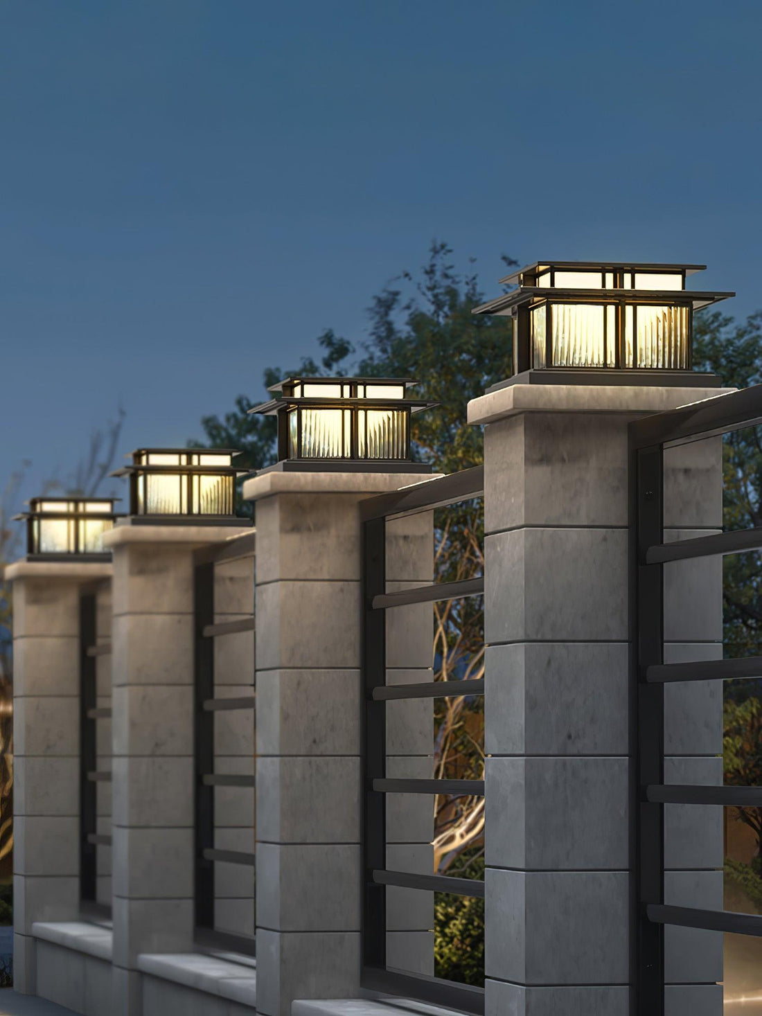 Solar-Säulenleuchte für den Außenbereich – wasserdichte moderne Pfostenlampe für Wege
