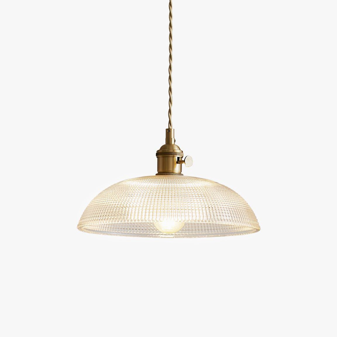 Polished Brass Domed Glass Plug-In Pendant