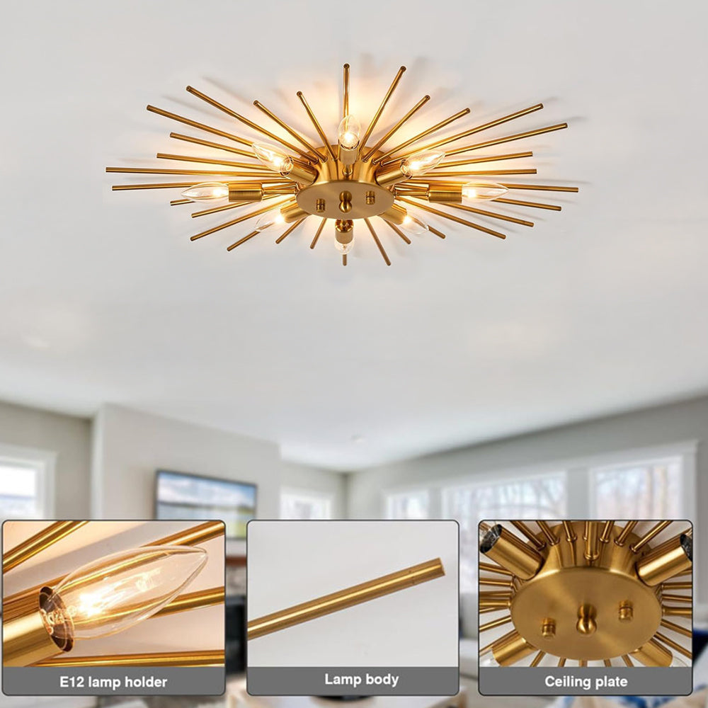 8 Lights Modern Aluminum Ceiling Light – Industrial Living Room Design
