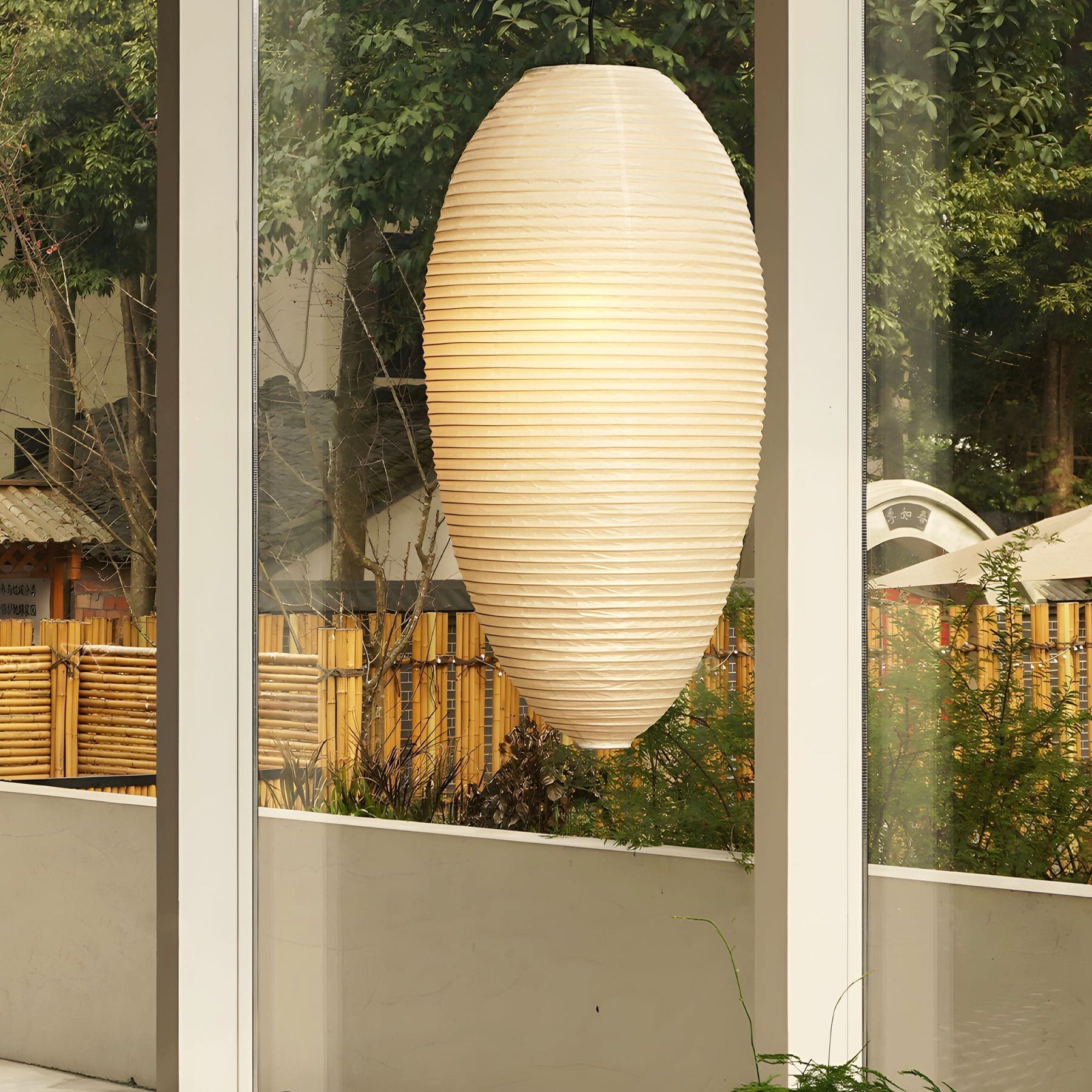 Washi Paper Pendant Lamp - Warm Chestnut Glow for Elegant Interiors