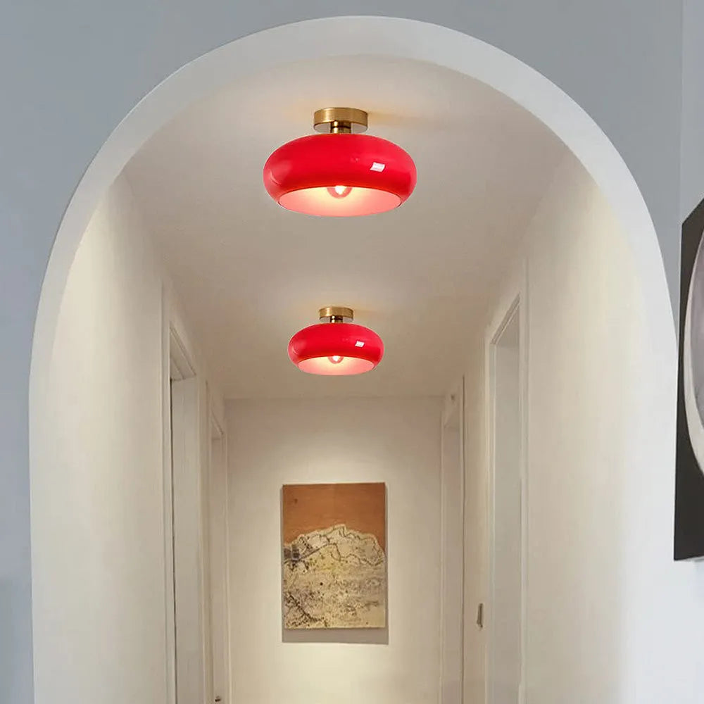 Retro Glass Ceiling Light - Round Fixture for Living Room
