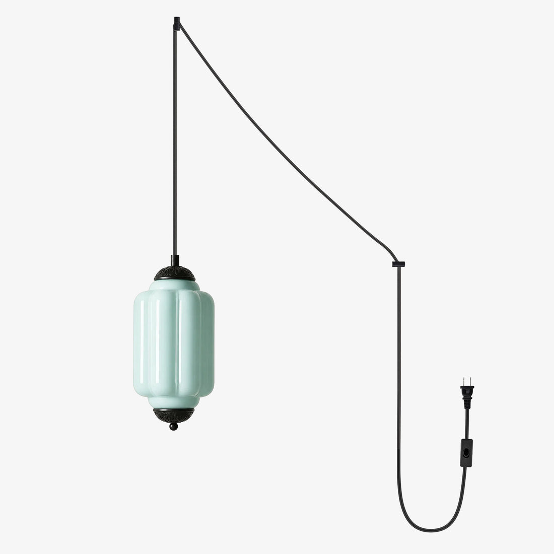 Fluted Glass Antique Brass Plug-In Pendant