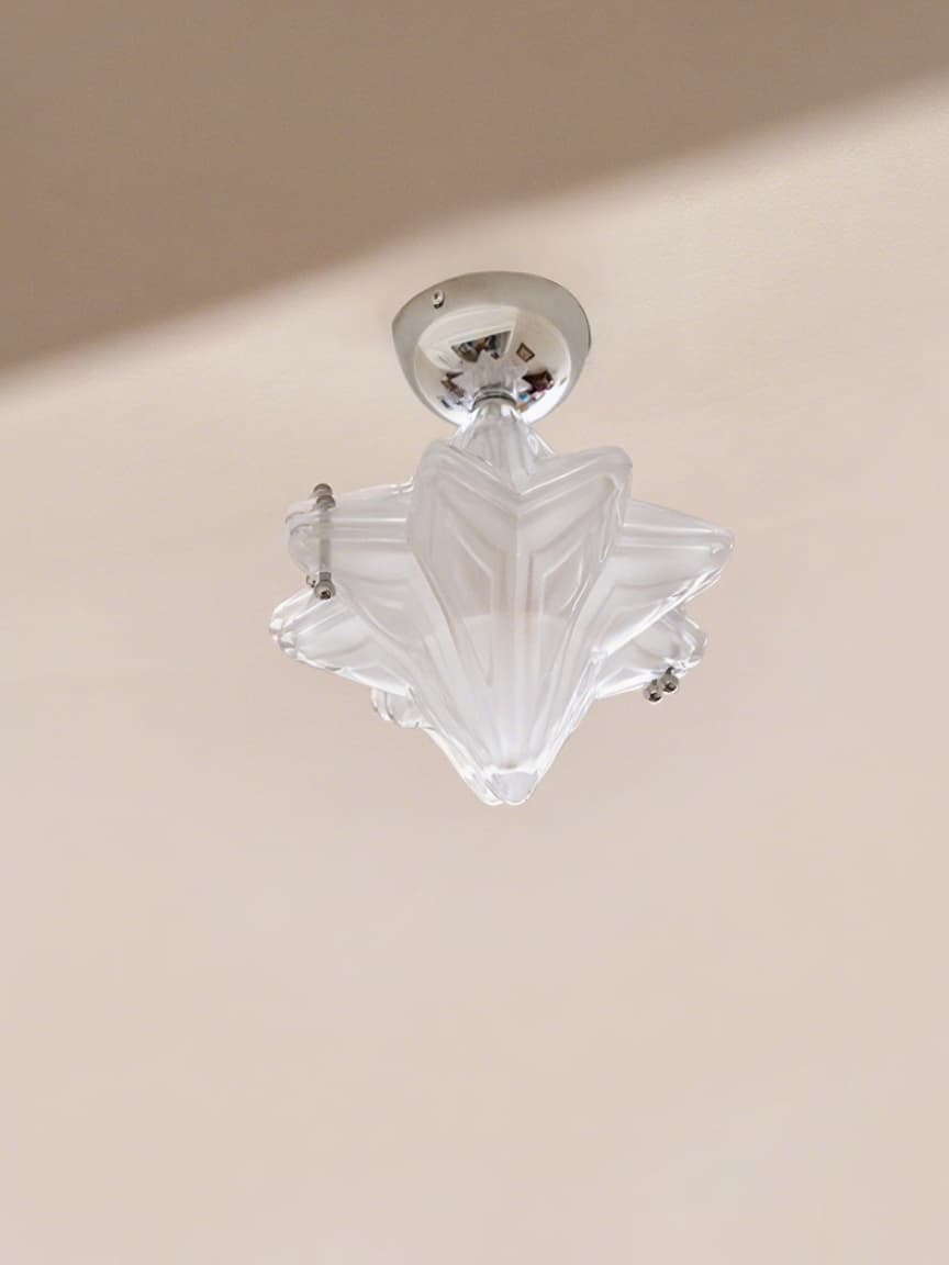 Art Deco Star Ceiling Lamp - Frosted Glass Fixture for Hallway & Entryway - Astris Ceres