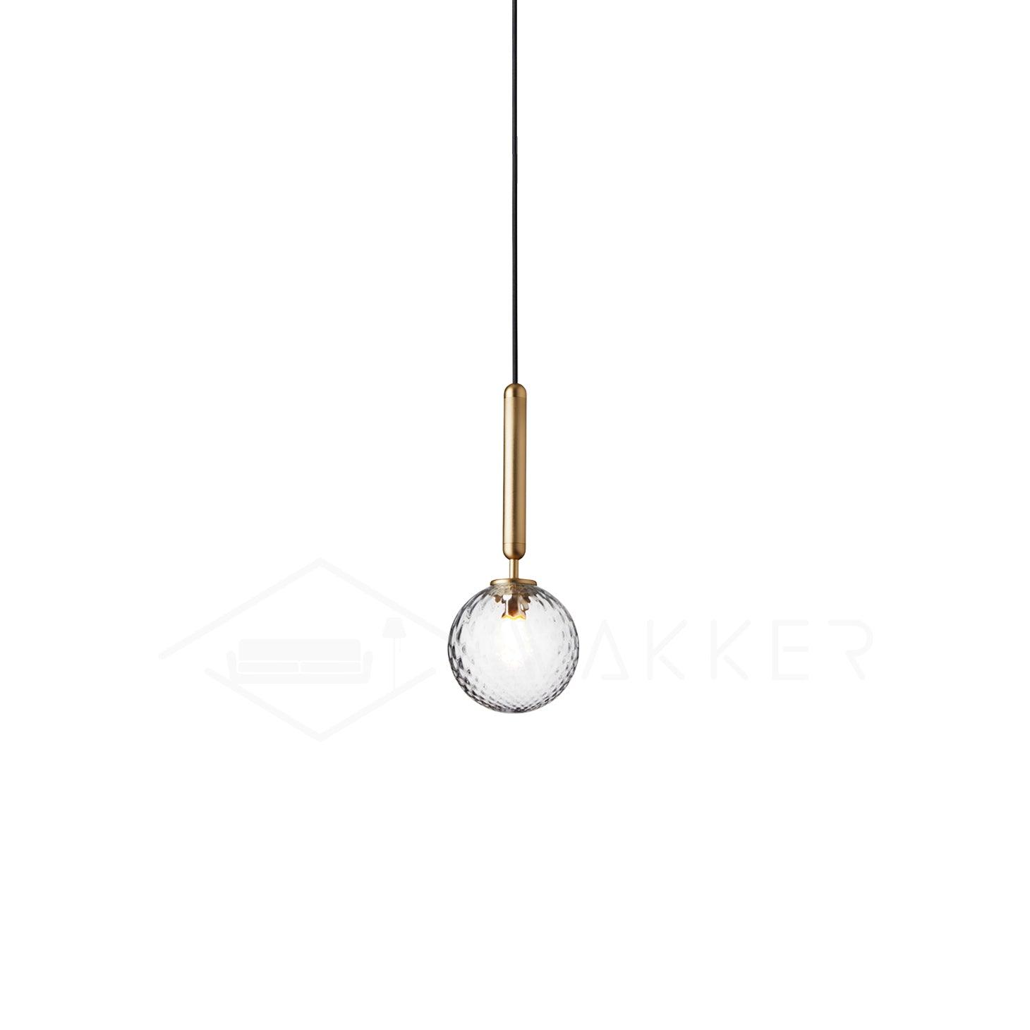 Abgerundete Stecker-Pendelleuchte aus Messing und Glas