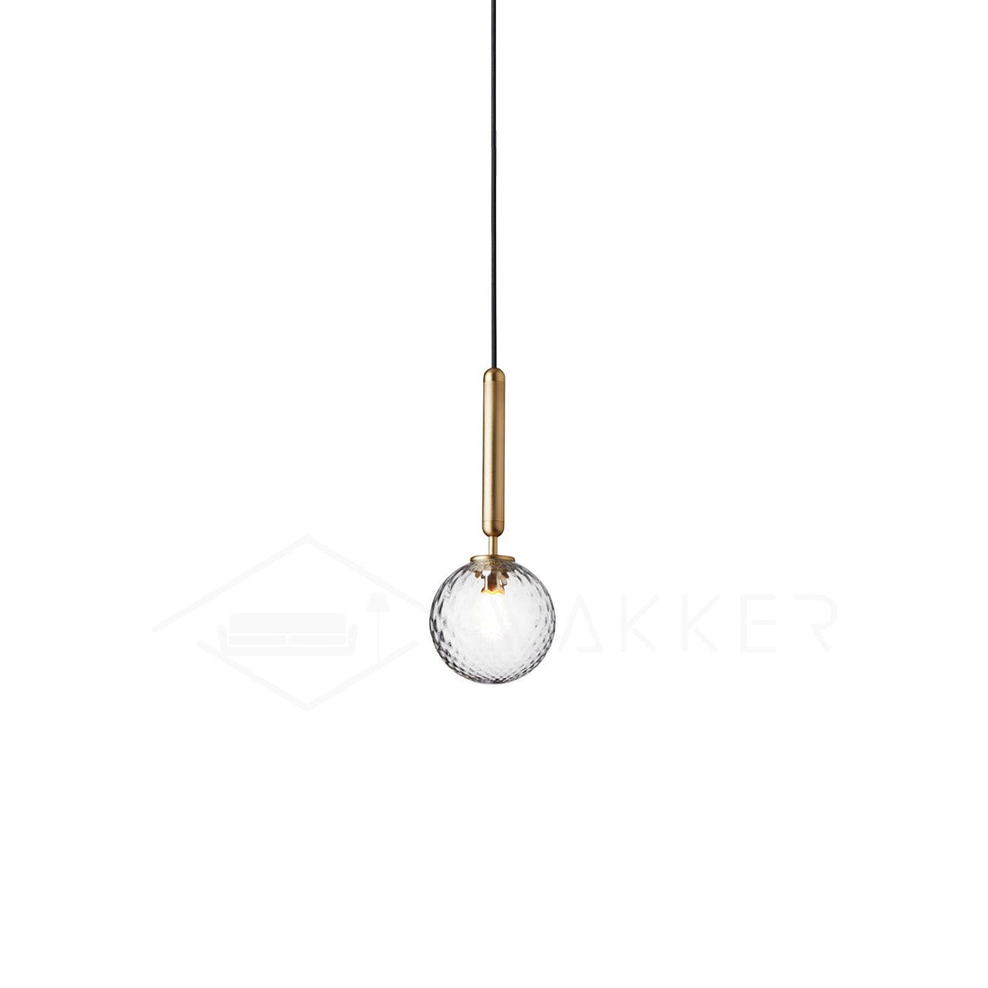 Abgerundete Stecker-Pendelleuchte aus Messing und Glas