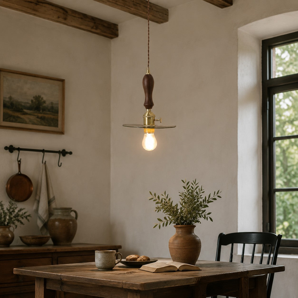 Vintage leather pendant light