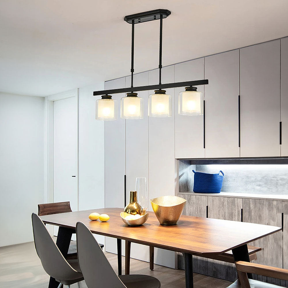 Kitchen Island Pendant Light - Modern Adjustable Height Glass Lighting