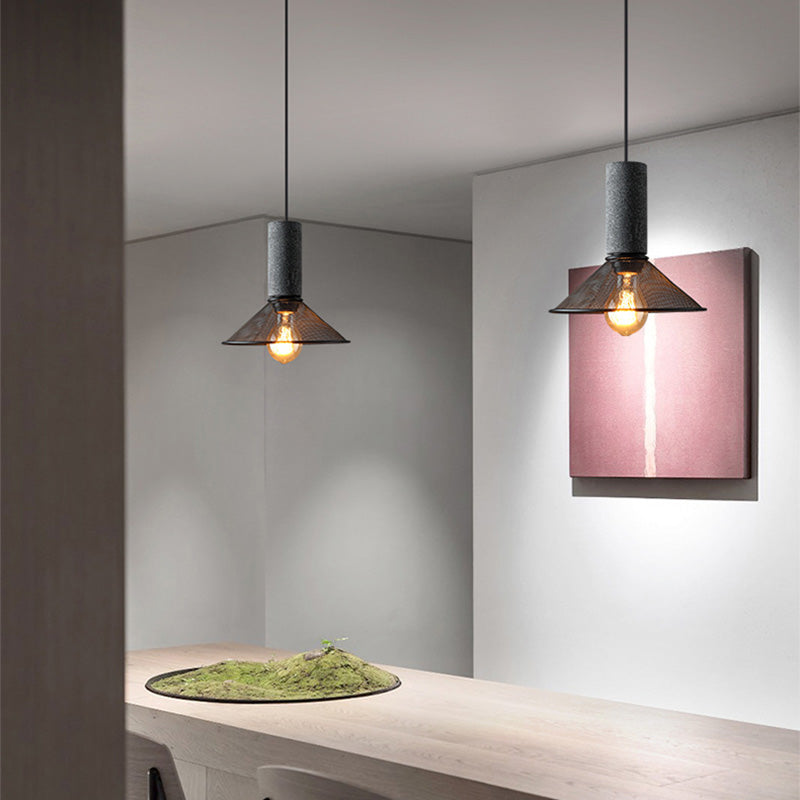 Iron Pendant Light - Modern Grey Industrial Hanging Lamp