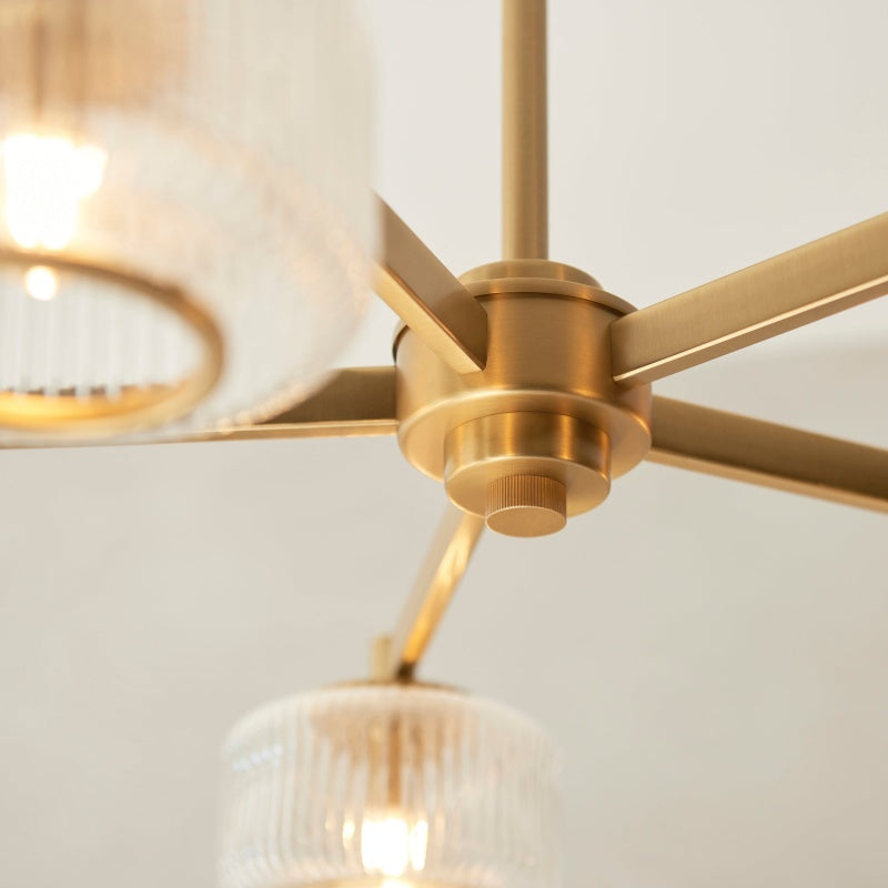 Canovus Ceiling Fixture with Ribbed Glass - Industrial Metal Living Room Light