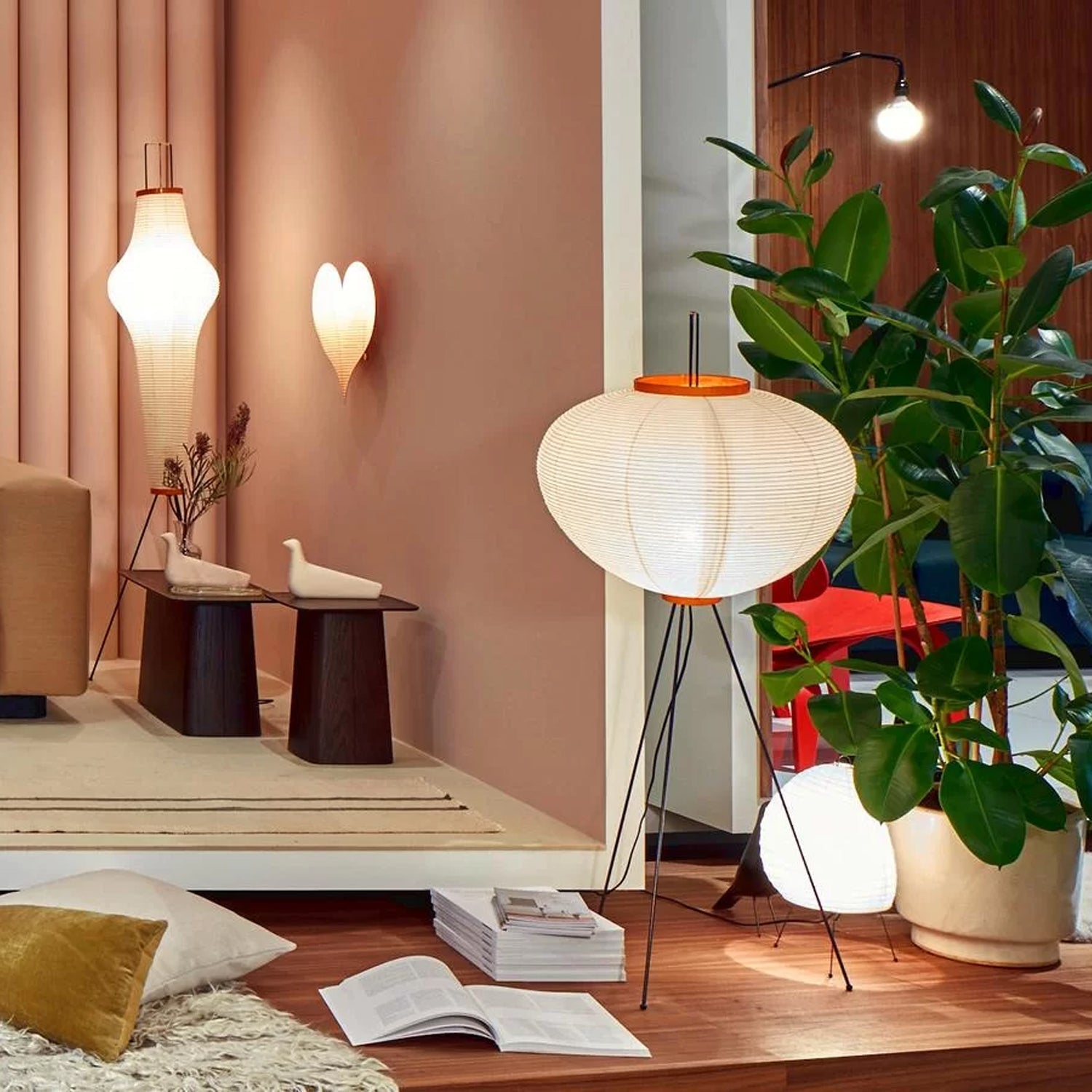 Rice Paper Floor Lamp - Bamboo Frame Soft Light for Living Room