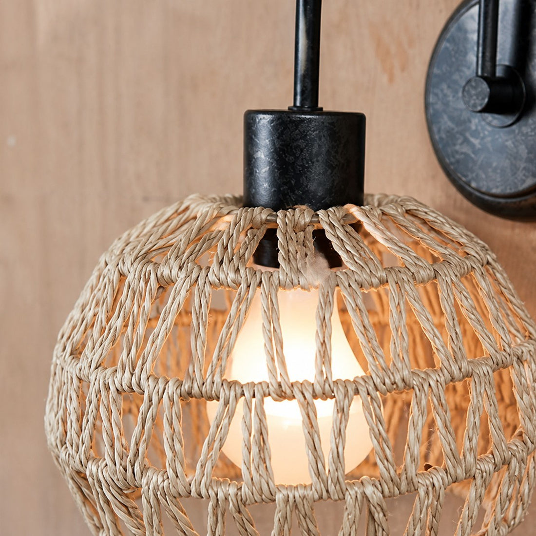Wabi-Sabi Woven Rattan Wall Sconce