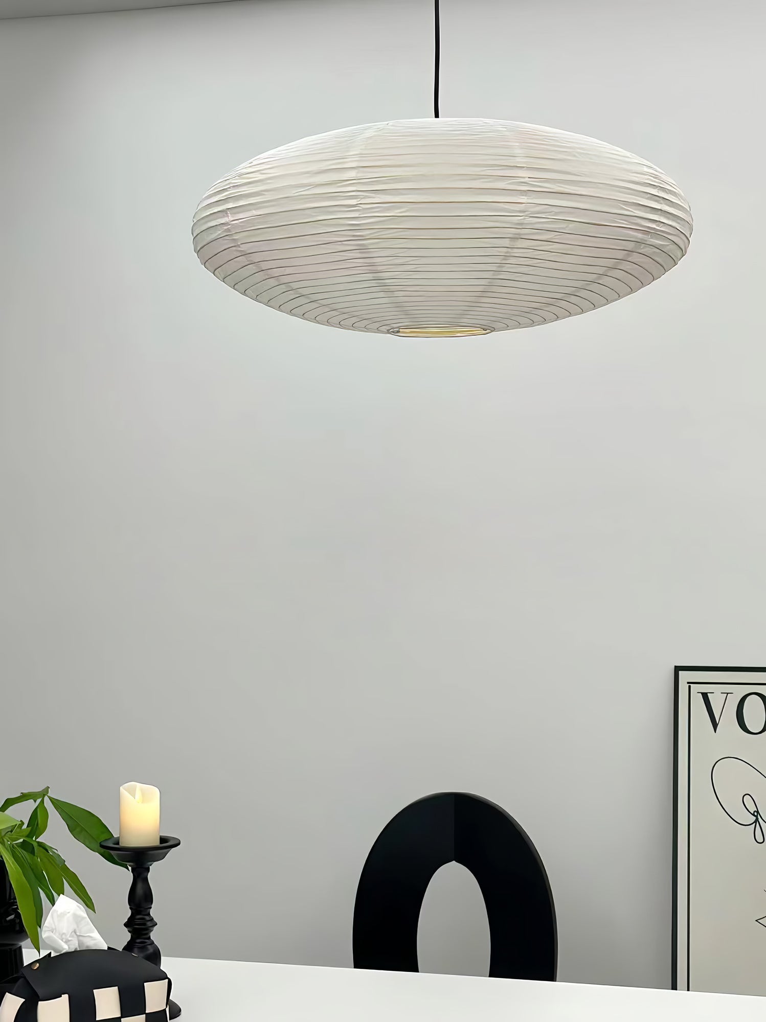 Washi Paper Pendant Lamp - Handcrafted Mulberry Light for Cozy Room